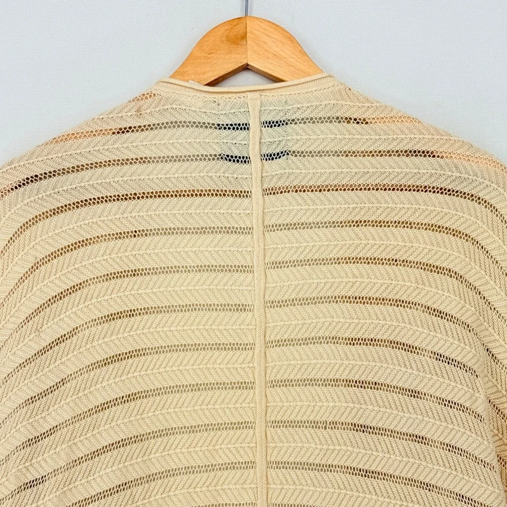 Anthropologie Guinevere Cardigan Women Medium Cream Pointelle Bohemian Cottage